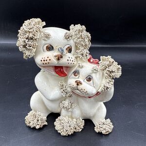 Vintage Lefton Spaghetti Trim Puppies Planter Japan 1950’s  4.5" tall